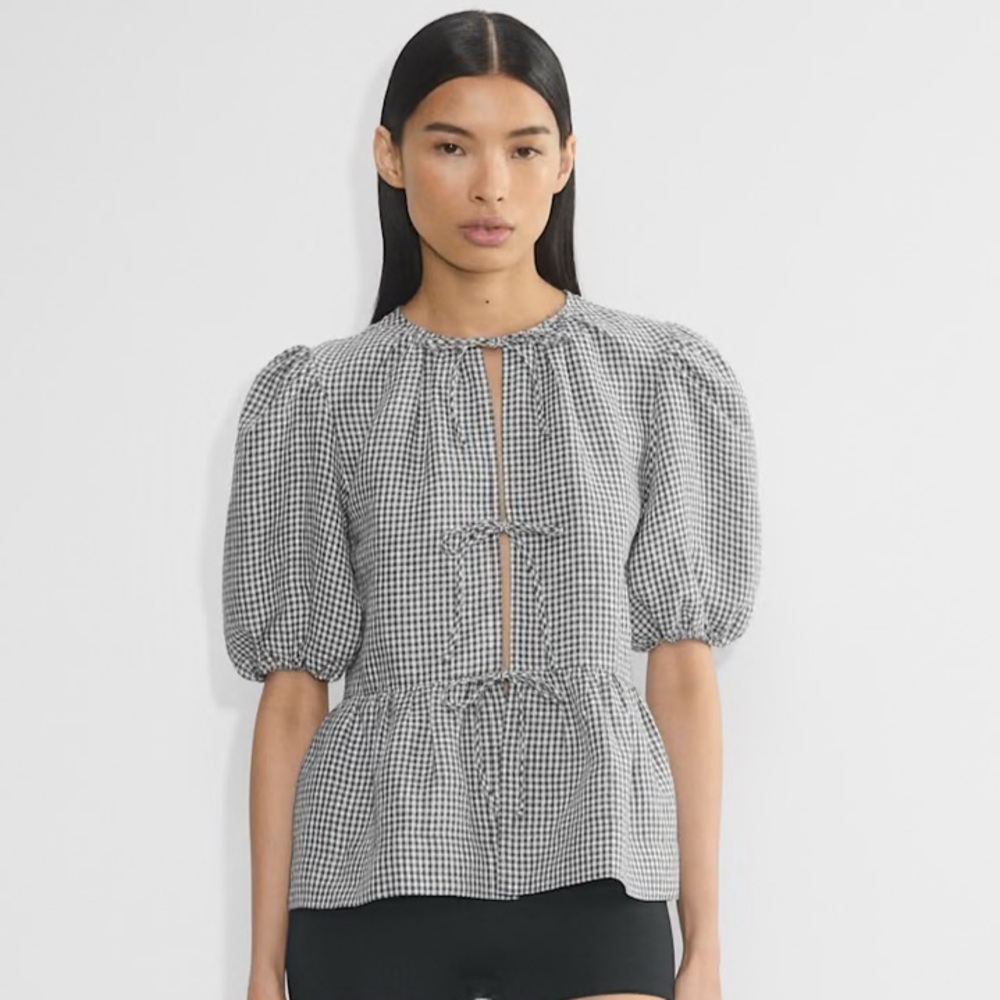 NWOT Aritzia Violette linen gingham blouse